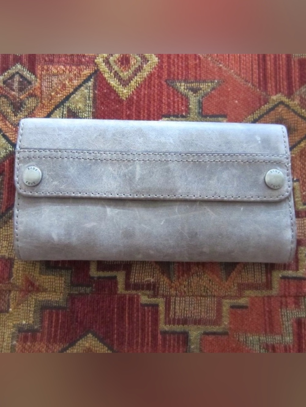 Frye Melissa Leather Grey Snap Wallet